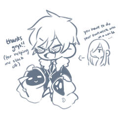 Cain slacking off with his reaperlings and an exasperated Alex