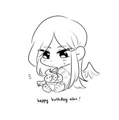 Alex holding a cupcake for his birthday (2019)